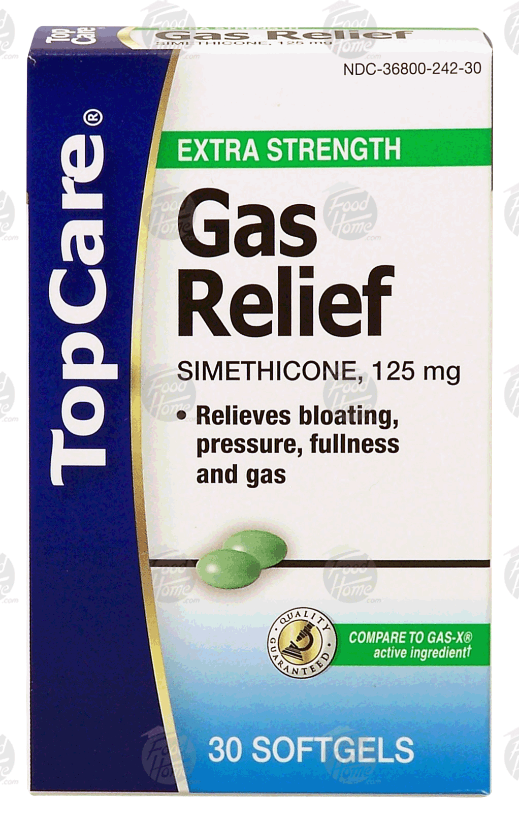 Top Care  anti-gas, simethicone 125 mg, relieves discomfort, pressure, and bloating, softgels Full-Size Picture